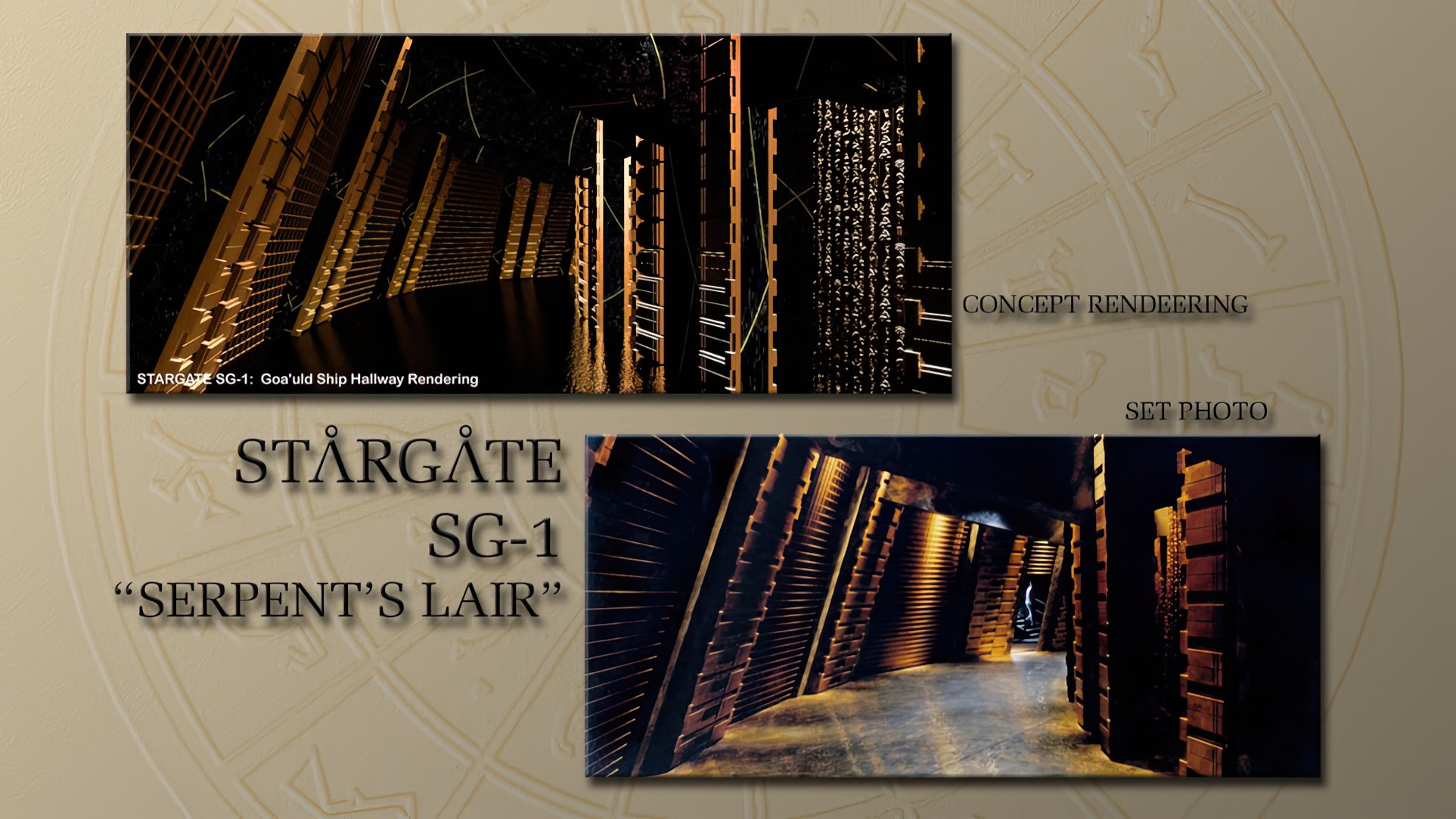 Concept Rendering and Photo of Goa'Uld Ship Hallway SERPENT'S LAIR